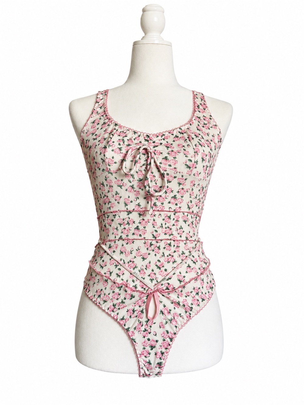 NWT Missguided Floral Ribbed Bodysuit- S - Picture 2 of 5